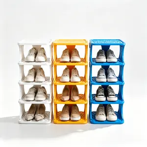 Multi-Layer Stackable Vertical Shoe Rack Organizer - Narrow Free-Standing Storage Shelf for Closet & Entryway, Holds Sneakers, Heels, Slippers & Sandals, Easy-Assembly Space-Saver for Small Spaces & Dorms
