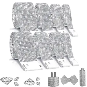 8Pack Self Adhesive Rhinestone Strips Diamond Bling Crystal Ribbon Sticker Wrap Craft Jewel Tape Roll for DIY Car Phone Christmas Decoration (8 Yard/Silver) - Tools & Hardware.