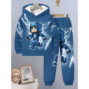 Boys' Fashion 3D Printed Casual Hoodie Set for Spring and Autumn, Long SleeveSportswear, Boys" Outdoor Hoodie Set, Perfect for Outdoor
