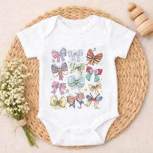 Newborn Baby Bodysuit Gift Set Colorful Bow Designs Pattern Cute & Adorable Everyday Wear Gender Reveal Free movement Soft Cotton Romper Outfit for Boys & Girls 0-24M