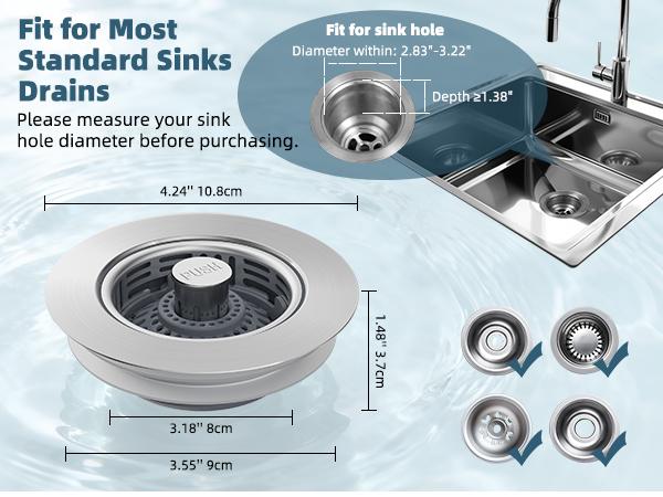 Hibbent Upgraded 3 in 1 Kitchen Sink Drain Strainer, Stainless Steel Pop Up Sink Stopper, Larger Anti-Clogging Basket, 3-Layer Seal, Detachable Drain Plug for US Standard 3-1/2" Drain, Matte Black,summervibes,campingessentials,campinggear,home essentials