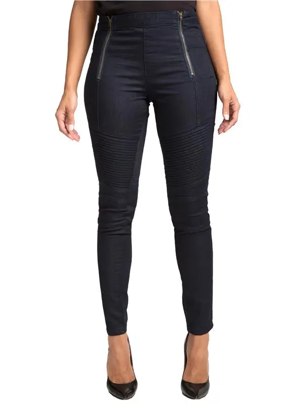 STANDARDS & PRACTICES WOMENS HI WAISTED STRETCH DOUBLE ZIPPER CROP PREMIUM JEANS