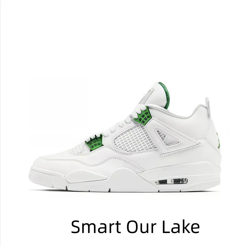 Premium White Athletic Trainers Featuring Vibrant Green Details and Cushioned Air Sole for All-Day Comfort