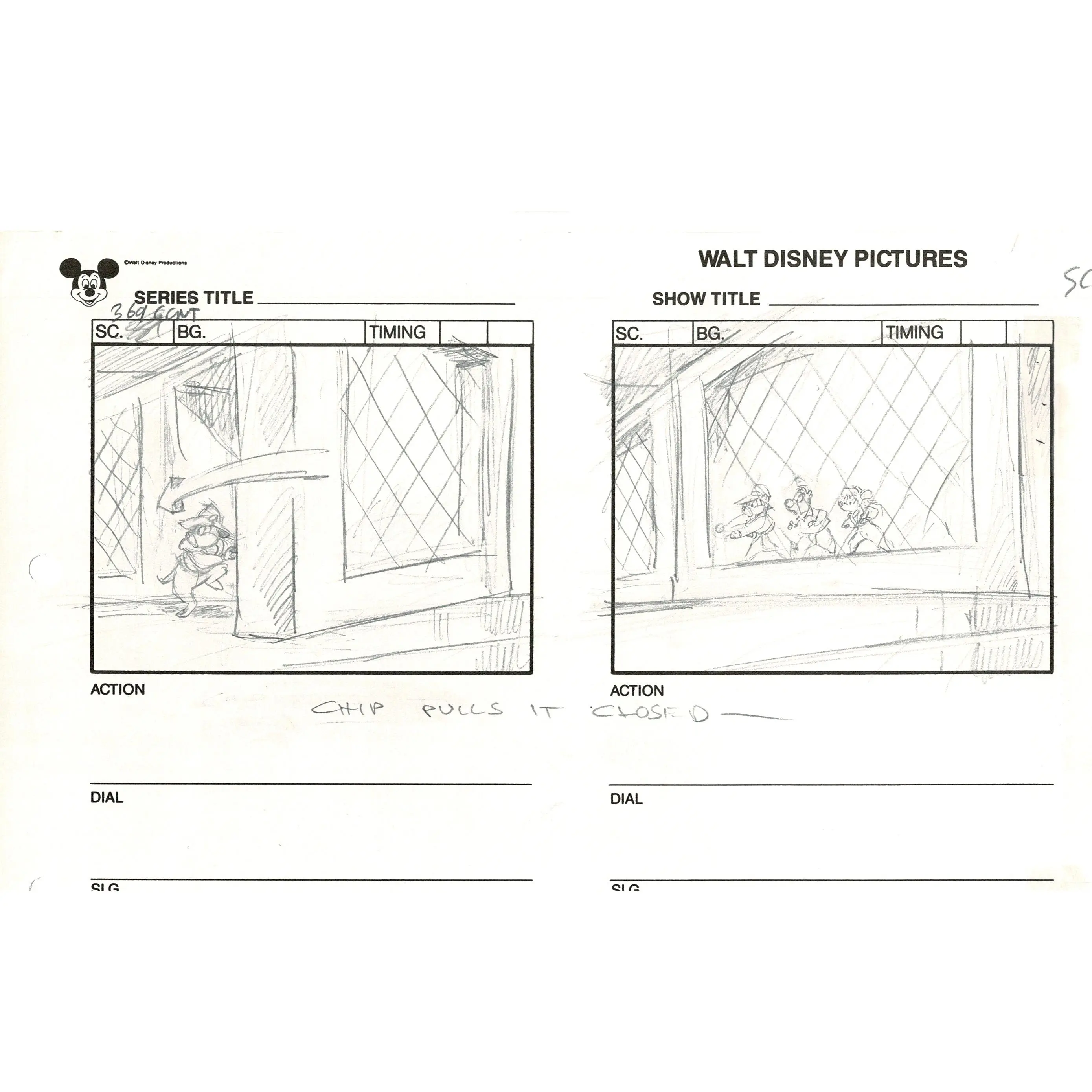 Chip n Dale Rescue Rangers Original Production Animation Storyboard Walt Disney FIRST EPISODE 1988 A68