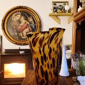 Beautiful animal print glass vase large