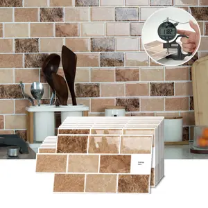 5/10/20PCS D005 Epoxy Self-Adhesive Faux Marble Tile Stickers, Waterproof Oil-Proof Removable Wall Decor for Kitchen Bathroom Bedroom Furniture Removable Decorative Backsplash
