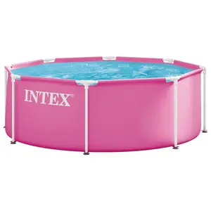 INTEX 28290EP 8Ft X 30In Pink Metal Frame Above Ground Swimming Pool, Pool Only INTEX 28290EP 8Ft X 30In Pink Metal Frame Above Ground Swimming Pool, Pool Only