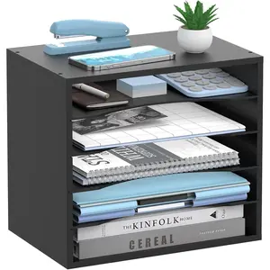 5-Tier  Desk Organizer, Paper Sorter for Desktop with Adjustable Storage Shelves, Desktop Mail Holder for Office  Classroom, Black