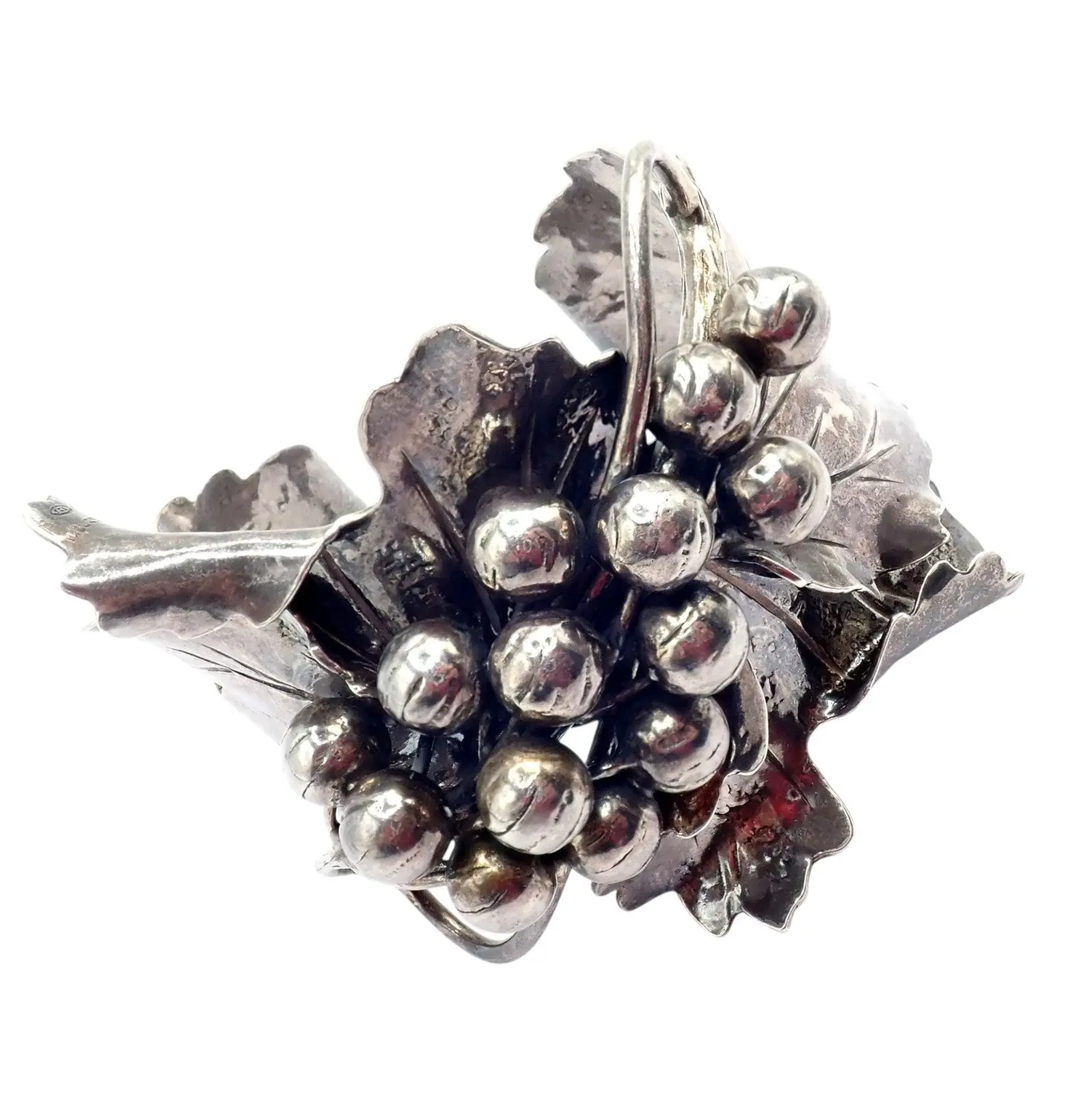 Rare! Vintage Mario Buccellati Silver Berry Leaf Branch Wide Cuff Bracelet