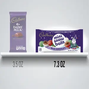 CADBURY Mini Snowballs Milk Chocolate with a Crisp Sugar Shell Candy, Christmas, 7.3 oz Bag