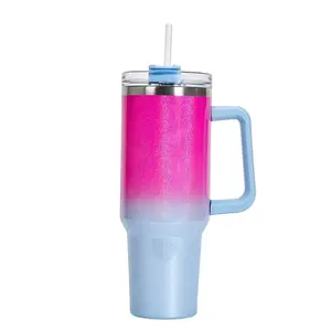 Large Capacity Double-layer Stainless Steel Vacuum Insulation Cup - 10cm Diameter 27.5cm Height - Thermal Insulation in Rainbow White Light Pink Green Purple Dark Pink Powder Blue Gradient White Purple Pink Green Purple