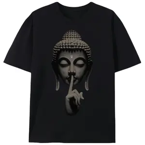 Shhh Buddha Gesture Graphic Tee |   Unisex Yoga & Meditation Casual Short Sleeve |   Spiritual Wear for Buddhist Believers