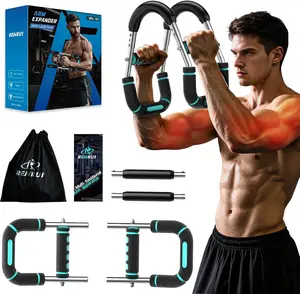 Twister Arm Trainer, Chest Workout Equipment for Men & Women Adjustable 5 Resistance Levels (40-130 Lbs), Ergonomic Home Gym Strength Trainer with Anti-Slip Handles & Carry Bag RENRUI