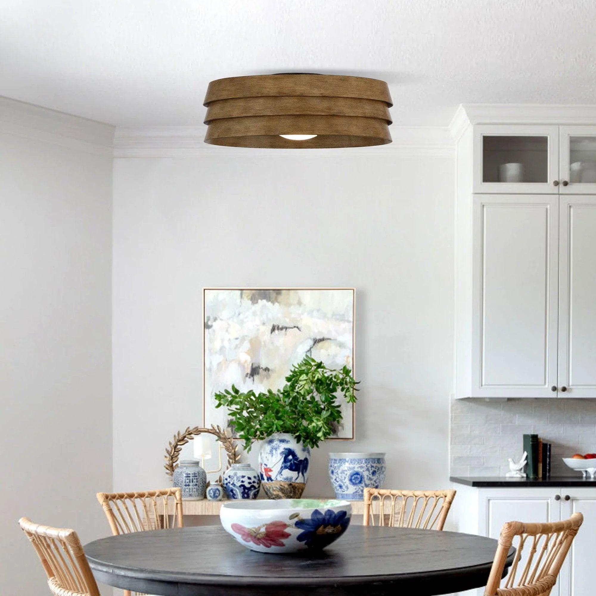 22" Farmhouse Flush Mount Reversible Ceiling Fan with LED Lighting & Remote Control