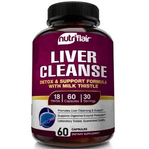 NutriFlair Plant-Based Liver Cleanse Formula with Milk Thistle, Antioxidant Dietary Supplement, Natural Dairy-Free & Vegan-Friendly - 60 Capsules
