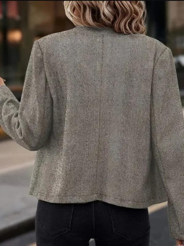 Women's Fashion Button Decorated Slim Fit Jacket Coat, Autumn Winter Casual Long Sleeve Outerwear, Stylish Ladies Clothing, Everyday Womenswear