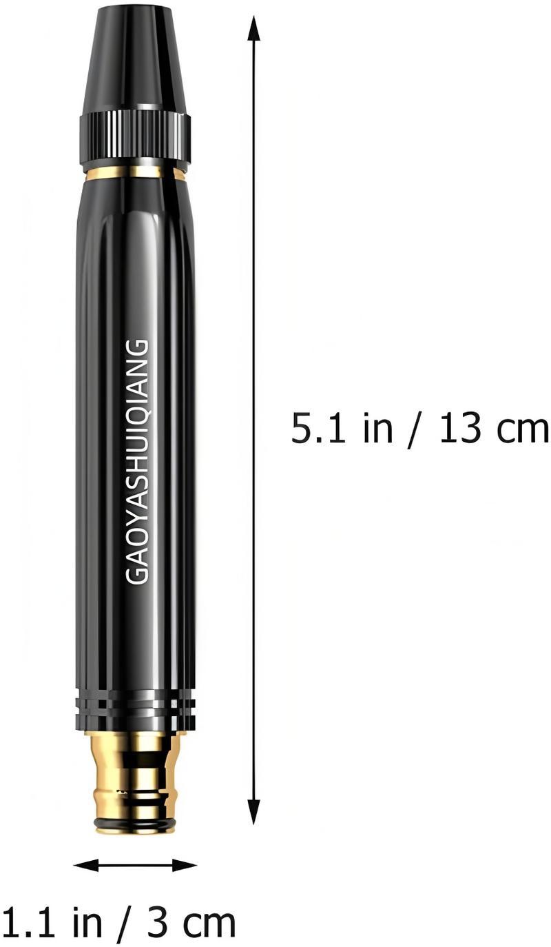 Black Metal Garden Hose Nozzle, Includes 1 Spray Nozzles, High-Pressure Garden Sprayer for Plants, Car Washing, Floor Cleaning, Heavy-Duty Leak-Proof Hose, Adjustable Spray Modes