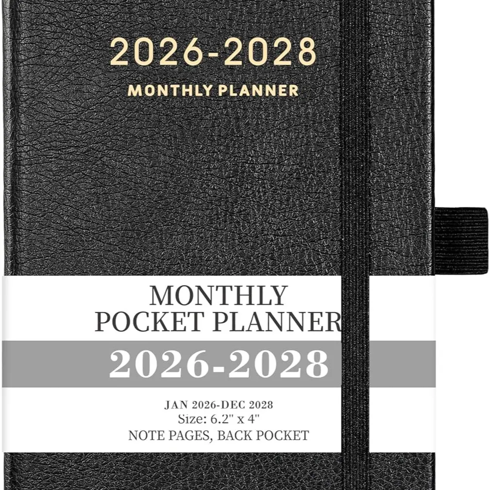 2026-2028 Pocket Planner 3 Year Monthly Planner 2026-2028 Jan.2026 Dec.2028 6.2" x 4" 60 Note Pages Contacts Back Pocket