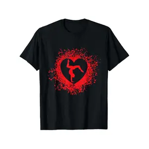 Gymnastics Valentines Day Heart Gymnast T-Shirt, Suitable for All Men And Women Outdoor Short-Sleeved T-Shirts in All Seasons, Ready to Wear 100% Cotton, S-XXXL