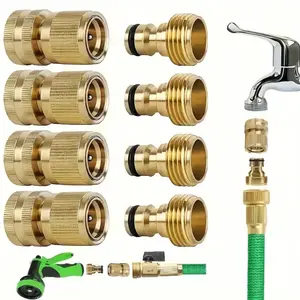 Brass Garden Hose Quick Connect Set, Garden Hose Connector Adapter, Gardening Tool Accessories, Garden Hose Connector Adapter for Outdoor Lawn and Gardening Use