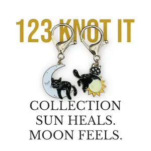 Sun Heals. Moon Feels. Set of 2 large clasp stitch markers for crocheting