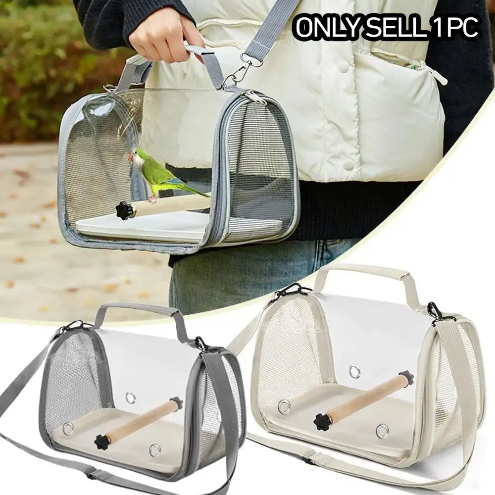 Parrot Travel Bag with Bird Stand, Small Pet Transport Case, Breathable Transparent Parrot Cage, Outdoor Bird Backpack, Carrier, Enclosure