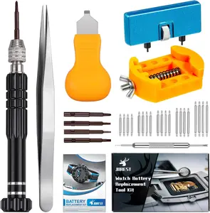 JOREST Watch Battery Replacement Kit, Watch Repair Screwdriver, Watch Band Replacement tool, Watch Wrench Back Remover, Watch Case Opener, Watch Back Remover Holder, Spring bar, Tweezers