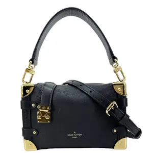 Pre-owned Louis Vuitton Leather Tote Bags Side Trunk PM Grained Calf Tote Bag Black
