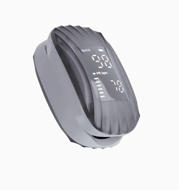 Gray Magnetic Pulse Oximeter, Fingertip Pulse Oximeter with Magnetic Wireless Charging, Bright Backlit Display, Portable Design for Home, Travel & Sports Use