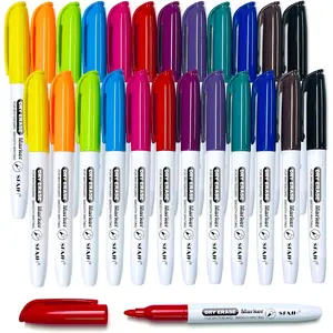 Dry Erase Markers Fine tip 12 Colors, 24 Pack (2 Dozen) - Low Odor Whiteboard Markers for Office Teams, Study Groups, Home Schooling, Paper Markers for Kids | 5 Sizes:12/24/48/72/144 Packs