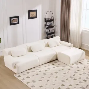 Modular Chenille Sectional Sofa, 3+1 Seater Cloud Sofa with Pillows, No Assembly