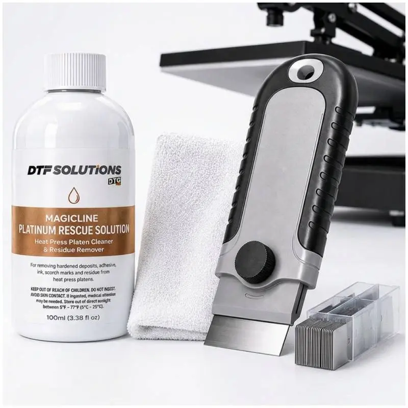 Heat Press Rescue Kit - Surface Restoration & Platen Cleaning Solution - Emergency Remover for Melted Vinyl, DTF Powder, Scorch Marks & Baked-On Glue