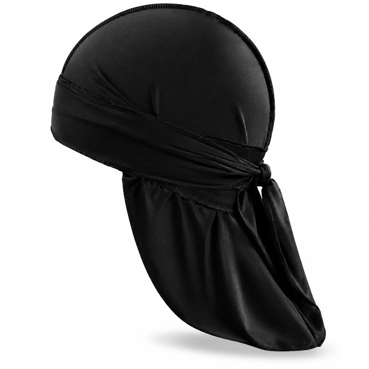 Black Durag Classic Long-Tail Adjustable Tie Closure for Men and Women Hair Covering Styling Wave Maintenance Everyday Wear One Size