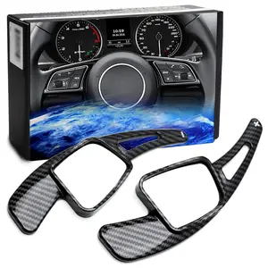 iJDMTOY Twill-Weave Carbon Fiber Pattern Style Larger Paddle Extensions For Audi 2017-up A3, A4, A5, 2019-up A7, 2018-up A8, 2019-up Q5, etc