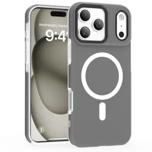Magnetic Case for iPhone17/16/15/14/13/12/11 Series,Compatible with MagSafe,Shockproof 2-Layer Full BodyProtection Rugged Heavy DutyCover, Translucent Matte Anti-Fingerprint Phone Case