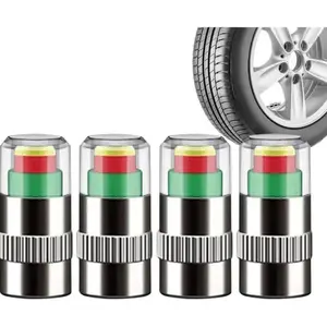 4pcs Automobile Wireless Tire Pressure Cap ValveTire Pressure Gauge Monitor External Tire CapVacuum Pressure Detection Warning Cap Christmas gifts /New year gifts