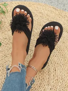 Women's Cute Flower Decor Thick-Soled Rubber Sandals, Boho Sandals, Casual Breathable Beach Holiday Footwear, Versatile Sweet Daily Wear for Girls Bohemian Style
