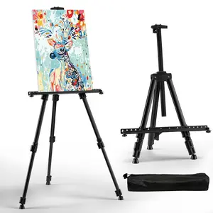 Art Easel for Painting and Display – Adjustable Floor 66 Inch Folding Aluminum Easel Stand for Sign - Table Top Canvas Stand - Portable Drawing Paint Heavy Duty for Artists Adults Holder or Teen