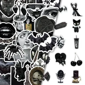 100pcs Gothic Stickers (2 Sets) - Dark Aesthetic Decals for Grunge Journals/Phone Cases, Edgy Skull/Rose/Cobweb Designs, Alternative DIY Scrapbooking Supplies, Cellphone