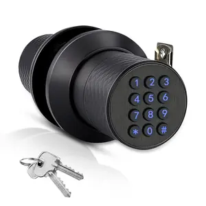 FITNATE Door Knob with Keypad,Digital Door Lock for Keyless Entry,Electronic Door Lock with Spare Keys,Auto Lock, Anti-Slip Handle, Easy to Install for Bedroom,Home and Office,Waterproof