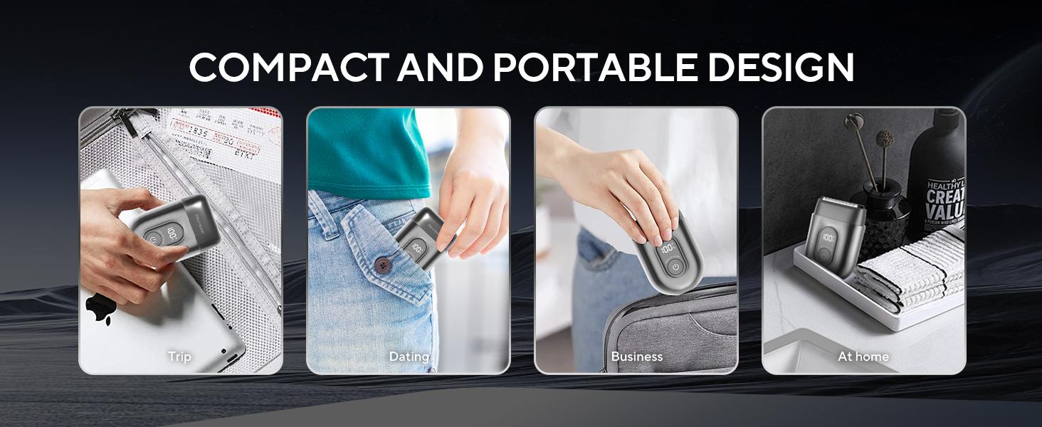 Akunbem Mini Electric Razor for Men , Waterproof & Comfortable One-Button Long Lasting for Travel & Daily Use, 2025 New Beard Shaver