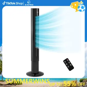 【SummerWins】Zafro Tower Fan Portable Floor Fans 85°Oscillating Fan 43'' Quiet Cooling 12H Timer Remote Control Standing Bladeless Electric 3 Speeds Wind 3 Modes Bedroom Office