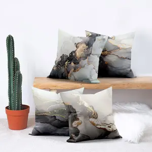4pcs Luxury Gold Marble Pillow Covers, Vintage Style Single-Sided Cushion Cases, All Seasons Home Decor for Living Room Bedroom