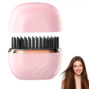 Compact Wireless Straightening Comb, 1-Count Portable USB-Rechargeable Travel Hair Styler with Copper Heating Plates, Fashionable Modern Design Mini Thermal Straightening Brush, Thermal Brush Straightener