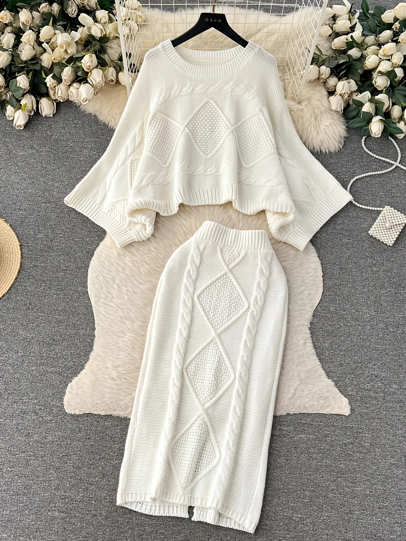 Women's Casual Fashion Two-Piece Knitted Fitted Matching Dress Set,  Womenswear Winter Long Sleeve Top & Skirt, Elegant Style, Perfect for Daily  Wear, Clothes - TikTok Shop