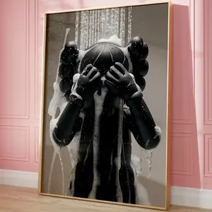 Black HypeBeast Toys in Shower, Urban Style ,Bathroom Wall Art, Kwas Poster, HypeBeast Prints, Funny Toilet Art Print wall  decor