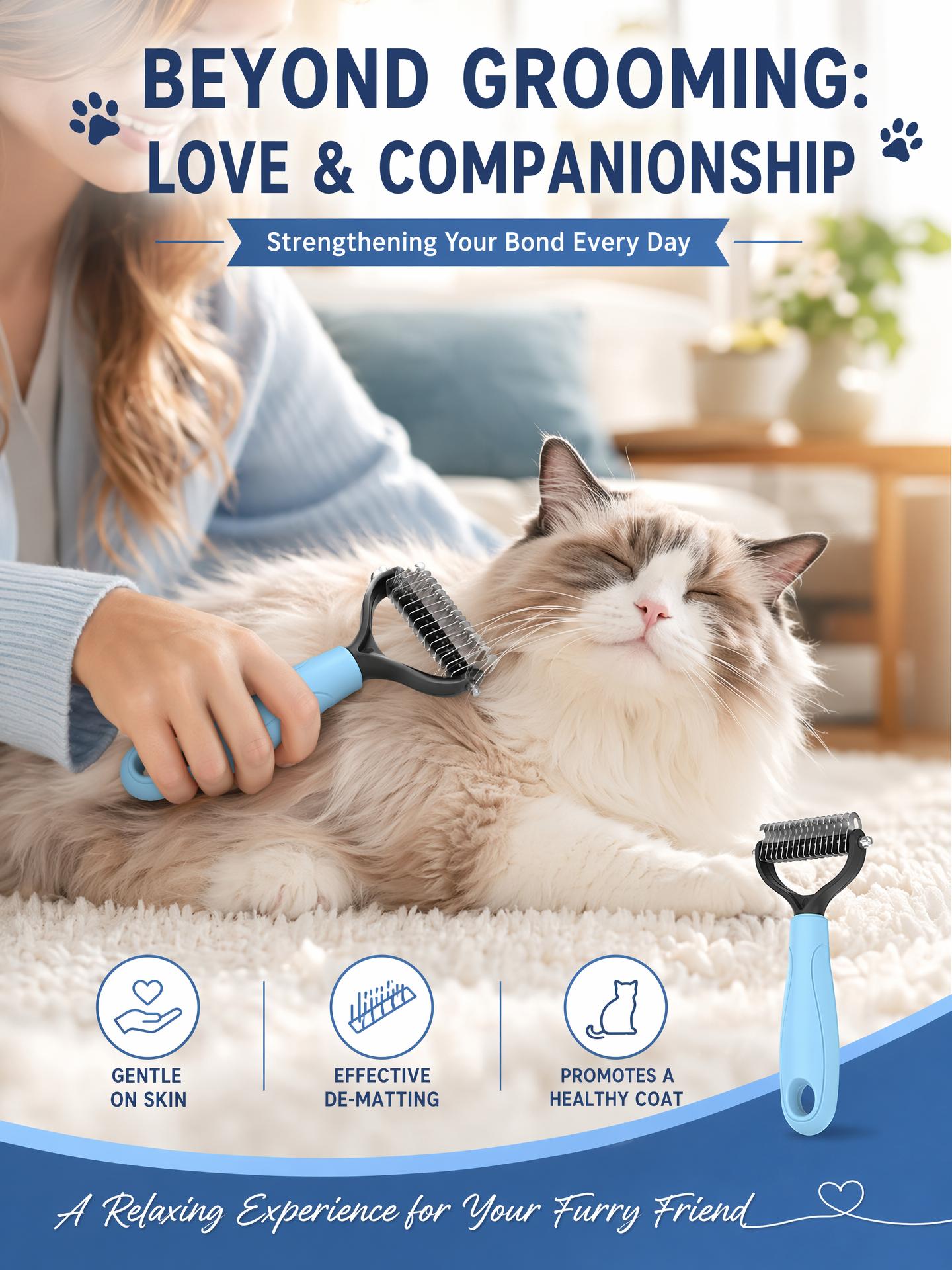 Pet Grooming Brush - Double Sided Shedding and Dematting Undercoat Rake Comb for Dogs and Cats, No More Nasty Shedding or Flying Hair Pet Grooming Brush - Double Sided Shedding and Dematting Undercoat Rake Comb for Dogs and Cats, No More Nasty Shedding or Flying Hair