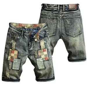 Vintage Patchwork Distressed Denim Shorts – Edgy Retro Streetwear Casual Staple SpringStatements