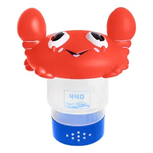 440 Pool Chlorine Floater Dispenser, Fits Up to 3 Pieces of 3-Inch Chlorine Tabs, Adjustable Flow, Control, Heavy-Duty Plastic - Suitable for Small & Large Pools - 8 Ounces | Cartoon Crab