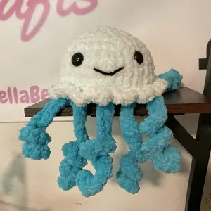 Crochet light and dark blue Jellyfish handmade plush
